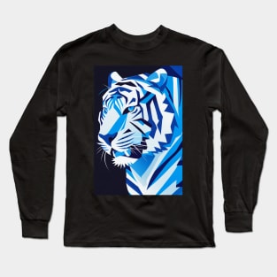 Minimalistic Blue Tiger Long Sleeve T-Shirt